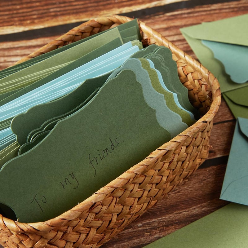 Toperd 100 Pack Mini Envelopes with Note Cards in 5 Colors for Wedding, Birthday, Baby Showers, 4 x 2.7 Inches (Green) - Image 5